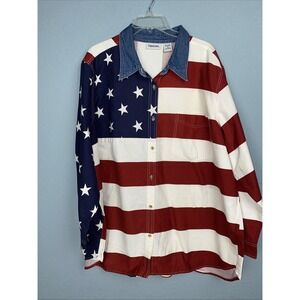 Womens Capistrano American Flag Shirt Women's‎ 26 Button Up Flag USA Patriotic